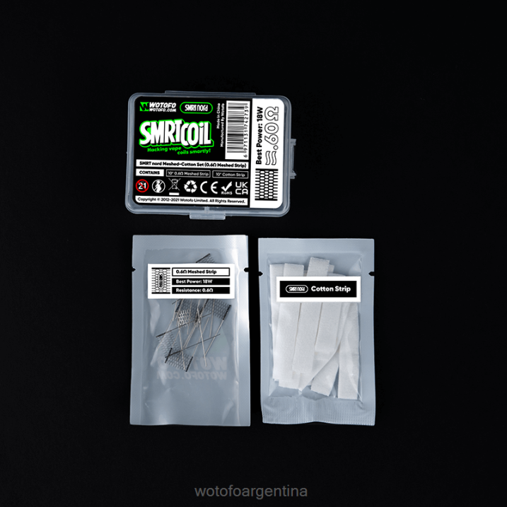 Wotofo SMRT conjunto nord de malla y algodón Malla de 0,6 ohmios + algodón. Wotofo vape pods 0P02X350