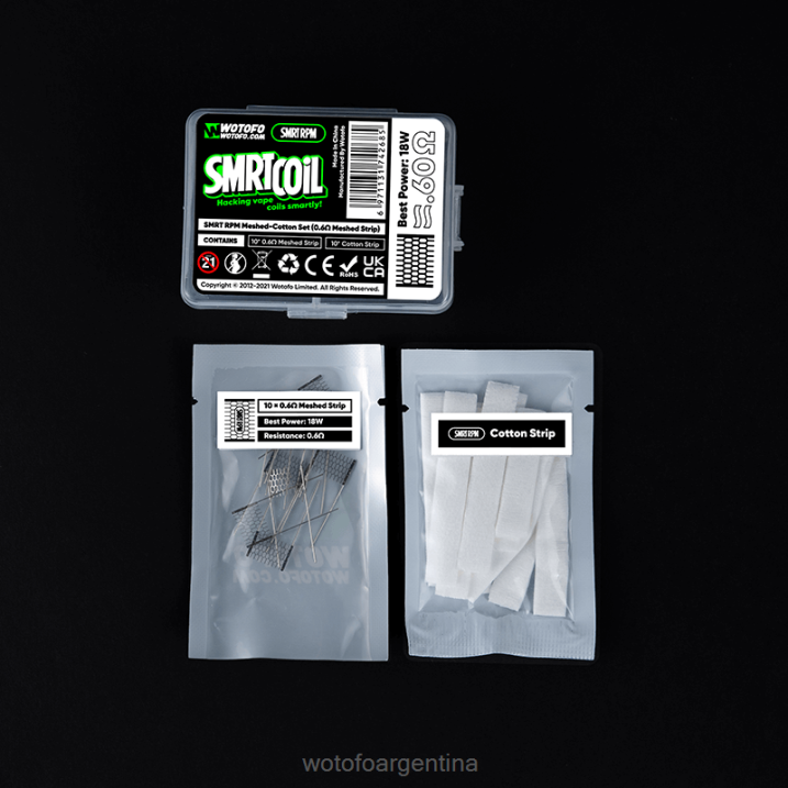 Wotofo SMRT conjunto rpm de malla y algodón Malla de 0,6 ohmios + algodón. vaporizador Wotofo 0P02X365