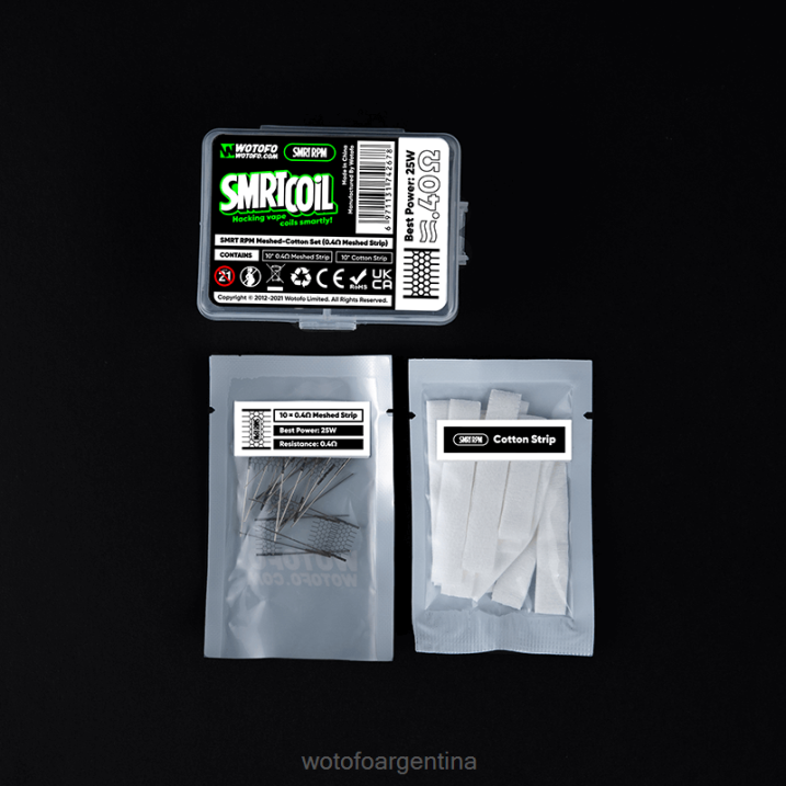 Wotofo SMRT conjunto rpm de malla y algodón Malla de 0,6 ohmios + algodón. vaporizador Wotofo 0P02X365
